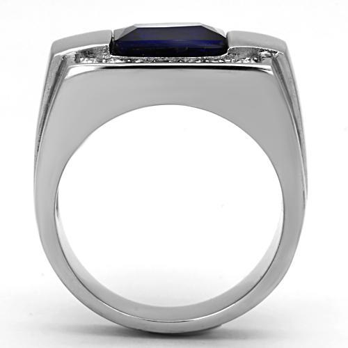 TK1058 - High polished (no plating) Stainless Steel Ring with Synthetic Synthetic Glass in Montana-2