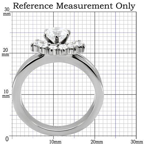 TK105 - High polished (no plating) Stainless Steel Ring with AAA Grade CZ  in Clear-1