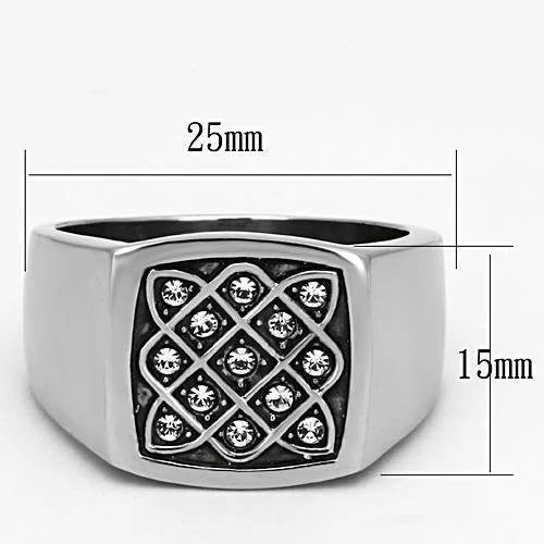 TK1060 - High polished (no plating) Stainless Steel Ring with Top Grade Crystal  in Clear-1