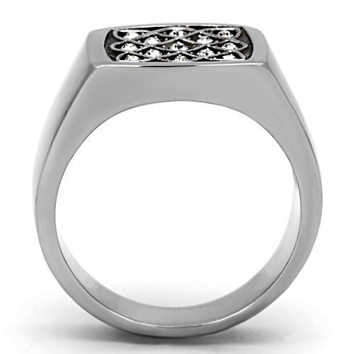 TK1060 - High polished (no plating) Stainless Steel Ring with Top Grade Crystal  in Clear-2