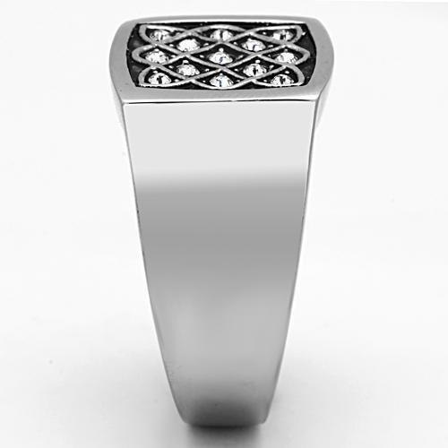 TK1060 - High polished (no plating) Stainless Steel Ring with Top Grade Crystal  in Clear-3