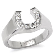 TK10616 - High polished (no plating) Stainless Steel Ring with Top Grade Crystal  in Clear-0