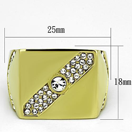 TK1066 - IP Gold(Ion Plating) Stainless Steel Ring with Top Grade Crystal  in Clear-1