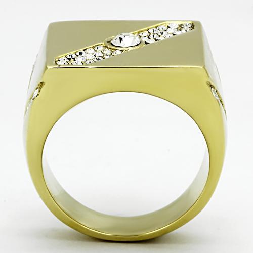 TK1066 - IP Gold(Ion Plating) Stainless Steel Ring with Top Grade Crystal  in Clear-2