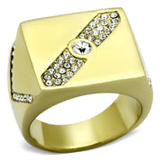 TK1066 - IP Gold(Ion Plating) Stainless Steel Ring with Top Grade Crystal  in Clear-0