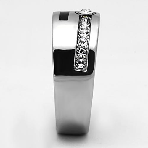 TK1067 - High polished (no plating) Stainless Steel Ring with Top Grade Crystal  in Clear-3