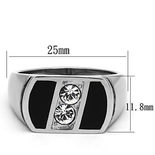 TK1068 - High polished (no plating) Stainless Steel Ring with Top Grade Crystal  in Clear-1