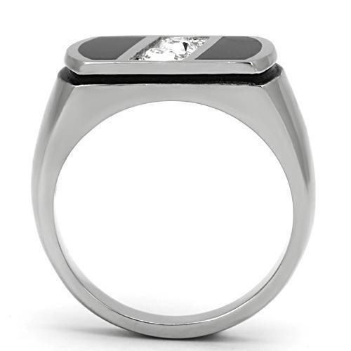 TK1068 - High polished (no plating) Stainless Steel Ring with Top Grade Crystal  in Clear-2