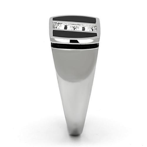 TK1068 - High polished (no plating) Stainless Steel Ring with Top Grade Crystal  in Clear-3