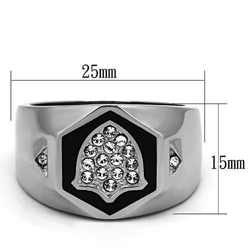 TK1069 - High polished (no plating) Stainless Steel Ring with Top Grade Crystal  in Clear-1