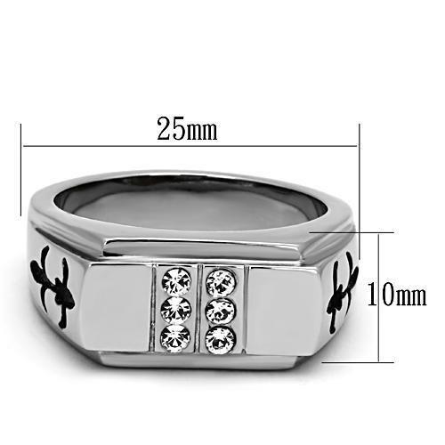 TK1071 - High polished (no plating) Stainless Steel Ring with Top Grade Crystal  in Clear-1