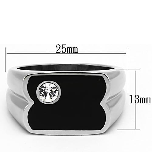 TK1073 - High polished (no plating) Stainless Steel Ring with Top Grade Crystal  in Clear-1