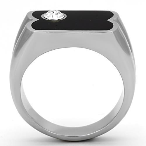 TK1073 - High polished (no plating) Stainless Steel Ring with Top Grade Crystal  in Clear-2