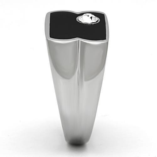 TK1073 - High polished (no plating) Stainless Steel Ring with Top Grade Crystal  in Clear-3