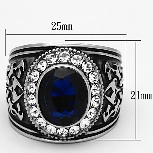 TK1075 - High polished (no plating) Stainless Steel Ring with Synthetic Synthetic Glass in Montana-1