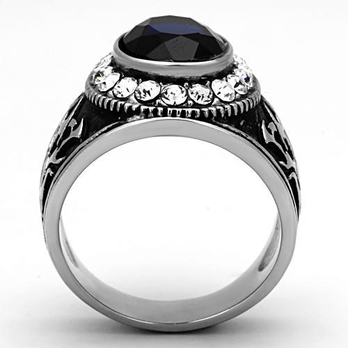 TK1075 - High polished (no plating) Stainless Steel Ring with Synthetic Synthetic Glass in Montana-2