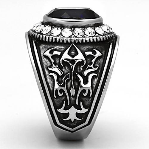 TK1075 - High polished (no plating) Stainless Steel Ring with Synthetic Synthetic Glass in Montana-3