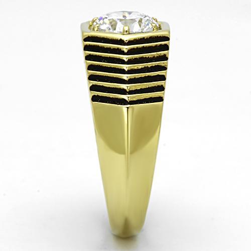 TK1076 - IP Gold(Ion Plating) Stainless Steel Ring with AAA Grade CZ  in Clear-3
