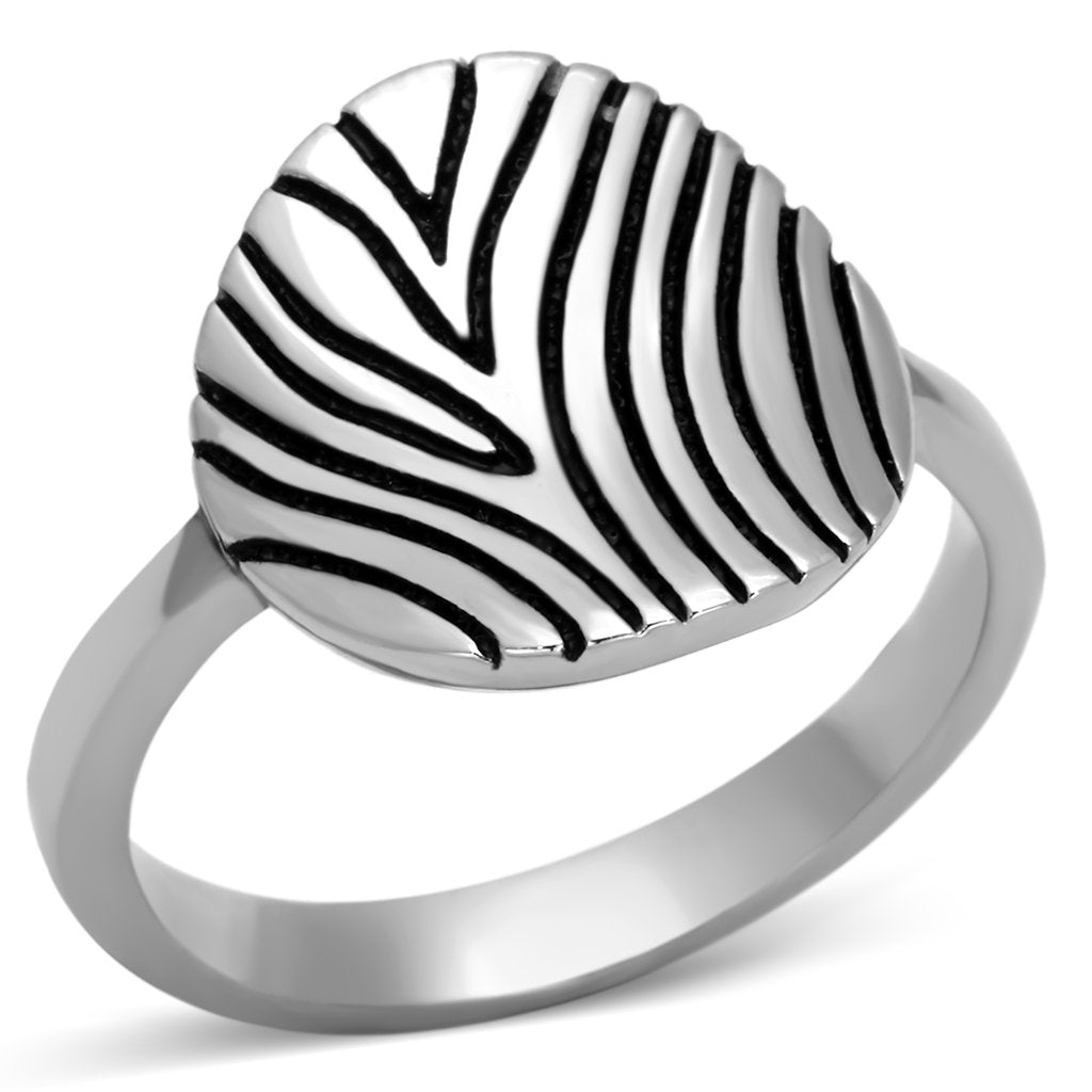 TK1078 - High polished (no plating) Stainless Steel Ring with Epoxy  in Jet-0