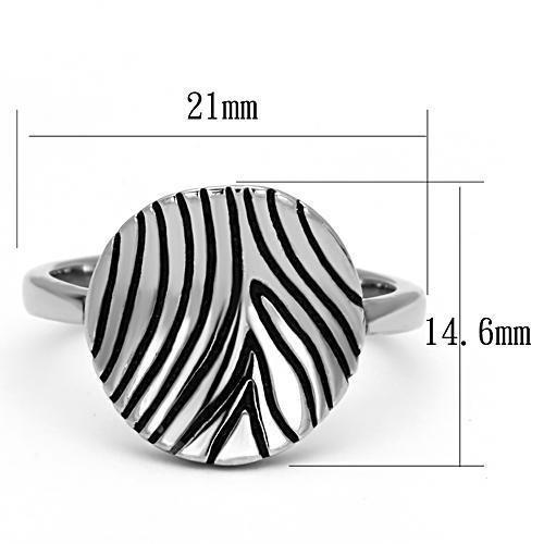 TK1078 - High polished (no plating) Stainless Steel Ring with Epoxy  in Jet-1