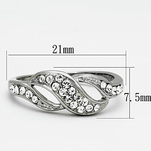 TK1085 - High polished (no plating) Stainless Steel Ring with Top Grade Crystal  in Clear-1