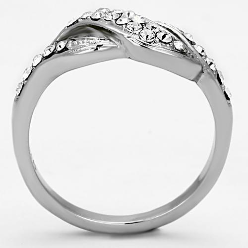 TK1085 - High polished (no plating) Stainless Steel Ring with Top Grade Crystal  in Clear-2
