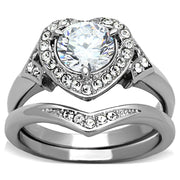 TK1087 - High polished (no plating) Stainless Steel Ring with AAA Grade CZ  in Clear-0