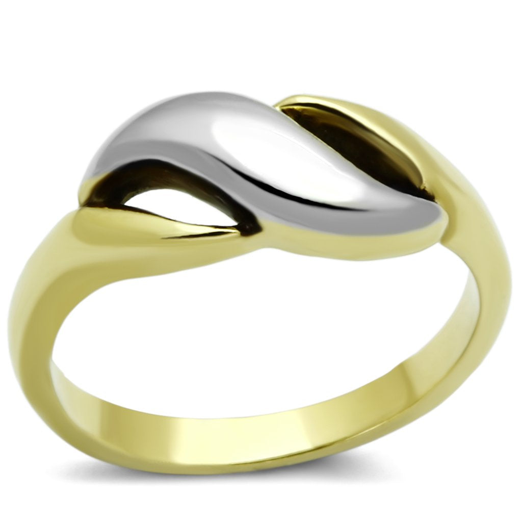 TK1089 - Two-Tone IP Gold (Ion Plating) Stainless Steel Ring with No Stone-0