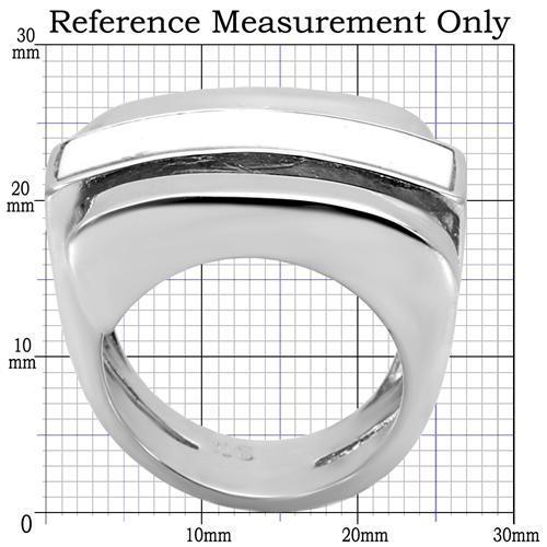 TK108 - High polished (no plating) Stainless Steel Ring with Semi-Precious Agate in White-1