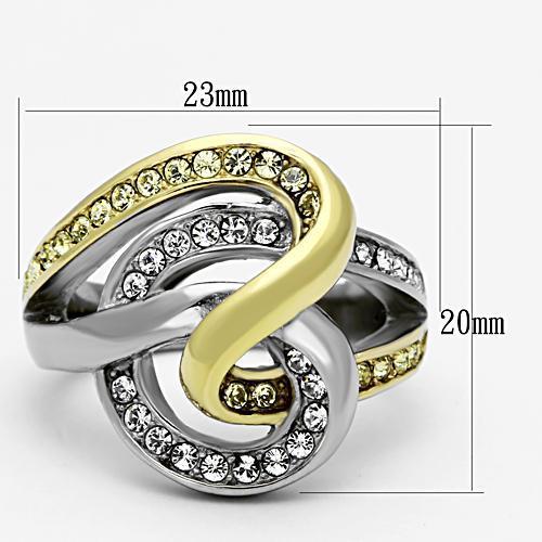 TK1094 - Two-Tone IP Gold (Ion Plating) Stainless Steel Ring with Top Grade Crystal  in Citrine Yellow-1