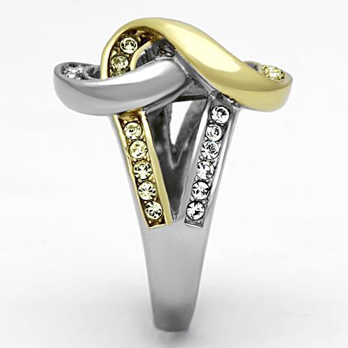 TK1094 - Two-Tone IP Gold (Ion Plating) Stainless Steel Ring with Top Grade Crystal  in Citrine Yellow-4