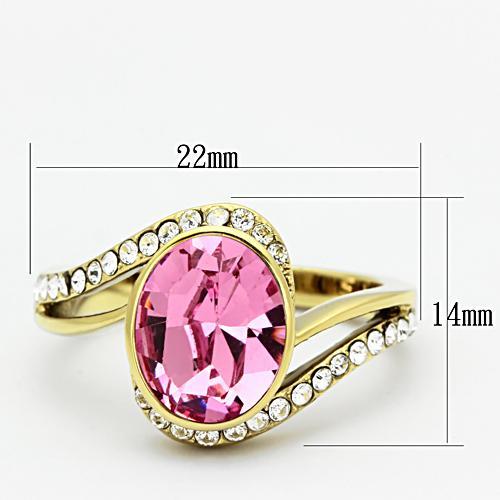 TK1097 - IP Gold(Ion Plating) Stainless Steel Ring with Top Grade Crystal  in Rose-1