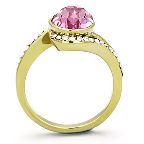 TK1097 - IP Gold(Ion Plating) Stainless Steel Ring with Top Grade Crystal  in Rose-2