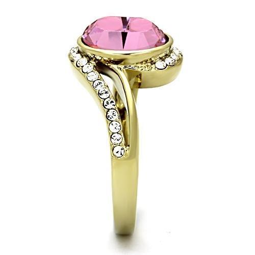TK1097 - IP Gold(Ion Plating) Stainless Steel Ring with Top Grade Crystal  in Rose-3