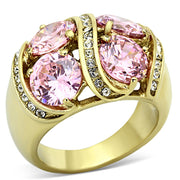 TK1099 - IP Gold(Ion Plating) Stainless Steel Ring with AAA Grade CZ  in Rose-0