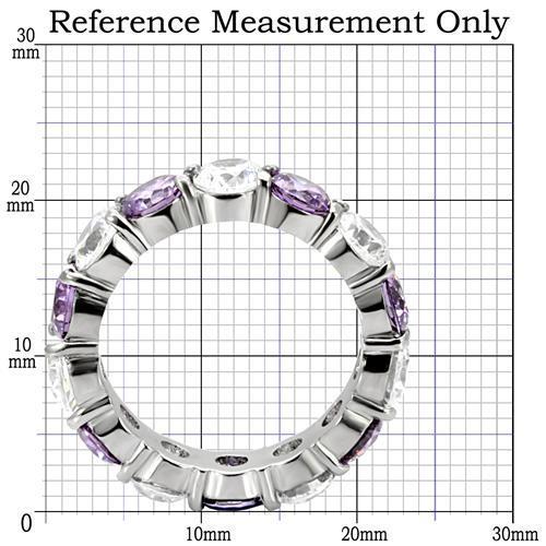 TK109 - High polished (no plating) Stainless Steel Ring with AAA Grade CZ  in Amethyst-1