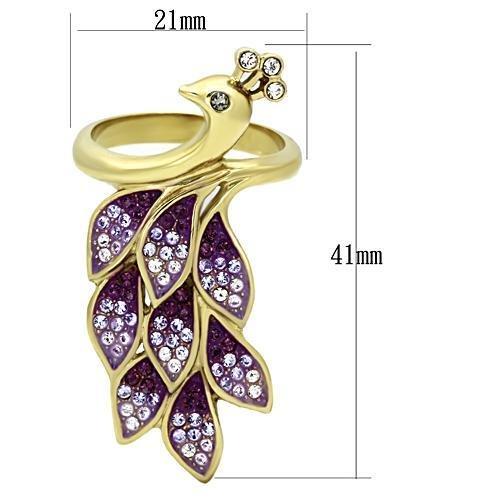 TK1101 - IP Gold(Ion Plating) Stainless Steel Ring with Top Grade Crystal  in Multi Color-1