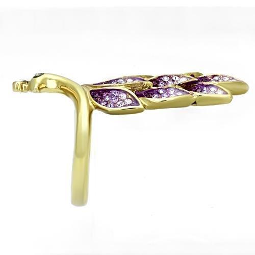 TK1101 - IP Gold(Ion Plating) Stainless Steel Ring with Top Grade Crystal  in Multi Color-3