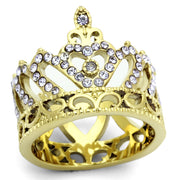 TK1105 - IP Gold(Ion Plating) Stainless Steel Ring with Top Grade Crystal  in Tanzanite-0