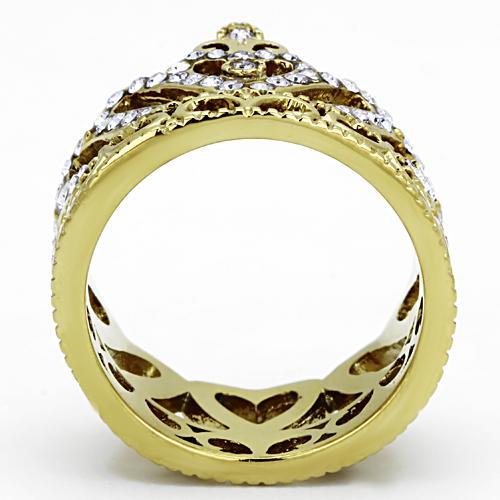 TK1105 - IP Gold(Ion Plating) Stainless Steel Ring with Top Grade Crystal  in Tanzanite-2