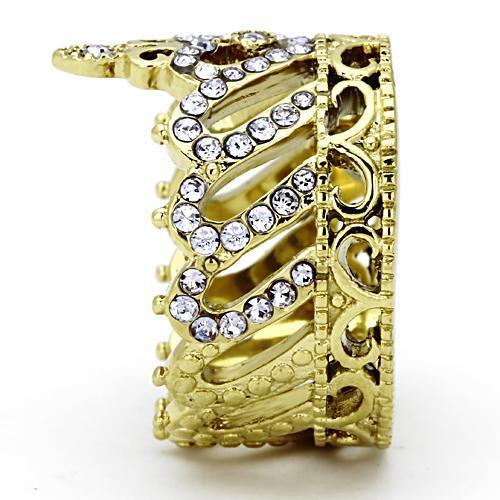 TK1105 - IP Gold(Ion Plating) Stainless Steel Ring with Top Grade Crystal  in Tanzanite-3