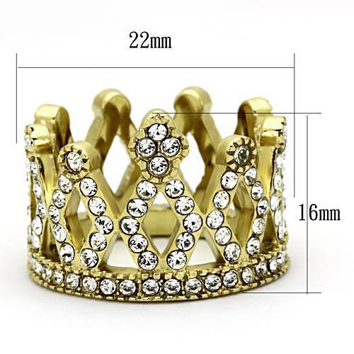 TK1109 - IP Gold(Ion Plating) Stainless Steel Ring with Top Grade Crystal  in Clear-1