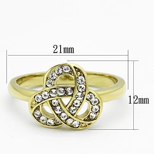 TK1111 - IP Gold(Ion Plating) Stainless Steel Ring with Top Grade Crystal  in Clear-1