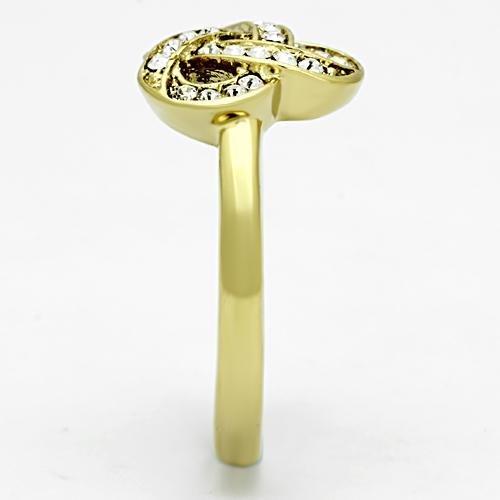 TK1111 - IP Gold(Ion Plating) Stainless Steel Ring with Top Grade Crystal  in Clear-3