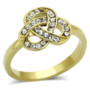 TK1111 - IP Gold(Ion Plating) Stainless Steel Ring with Top Grade Crystal  in Clear-0