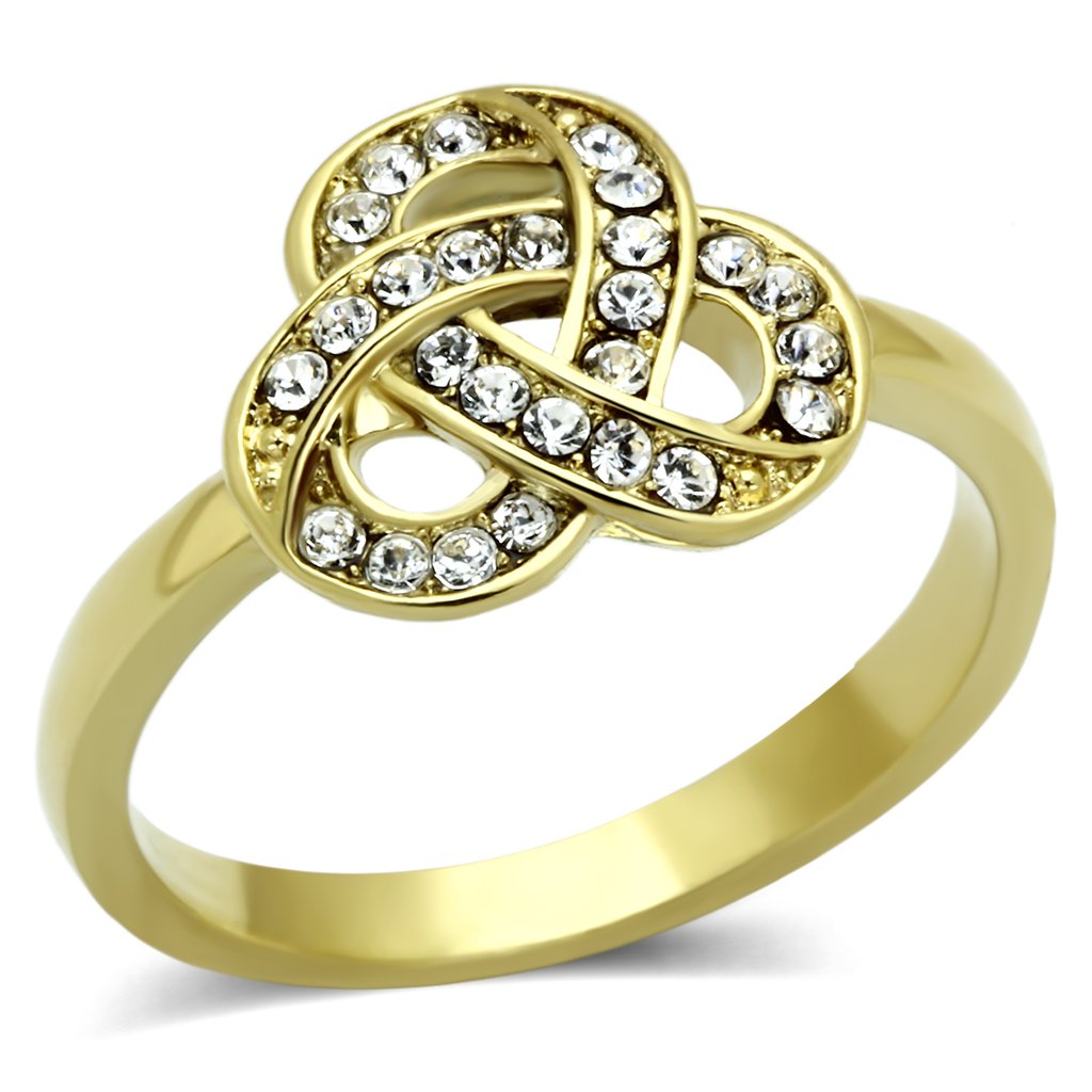 TK1111 - IP Gold(Ion Plating) Stainless Steel Ring with Top Grade Crystal  in Clear-0