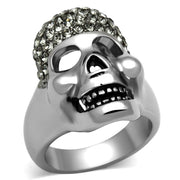 TK1116 - High polished (no plating) Stainless Steel Ring with Top Grade Crystal  in Black Diamond-0