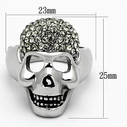 TK1116 - High polished (no plating) Stainless Steel Ring with Top Grade Crystal  in Black Diamond-1