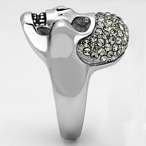 TK1116 - High polished (no plating) Stainless Steel Ring with Top Grade Crystal  in Black Diamond-3