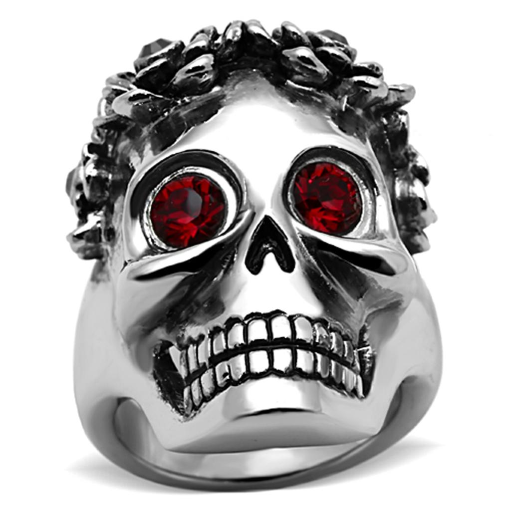 TK1117 - High polished (no plating) Stainless Steel Ring with Top Grade Crystal  in Siam-0